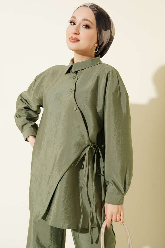 Çapraz Düğmeli Bağcıklı Paraşüt İkili Takım Haki