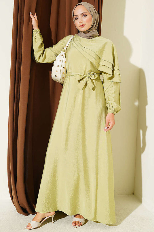 Kreuz Rüschen Detail Kleid In Mintgrün