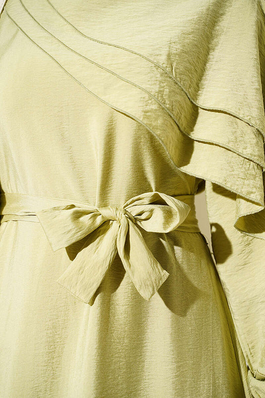 Kreuz Rüschen Detail Kleid In Mintgrün