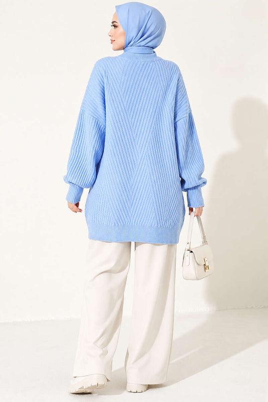 Tunika Lunga In Maglia A Righe Con Croce Blu