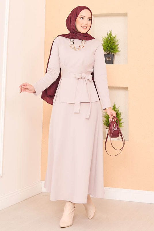 Ensemble jupe hijab élégant avec ceinture croisée Pierre