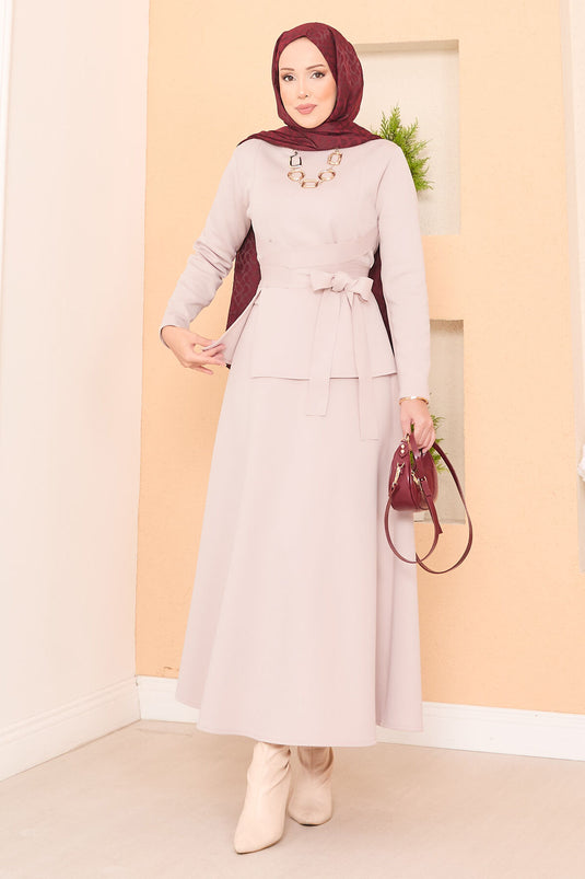 Ensemble jupe hijab élégant avec ceinture croisée Pierre