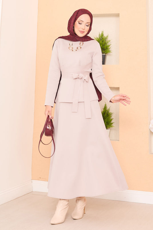 Ensemble jupe hijab élégant avec ceinture croisée Pierre