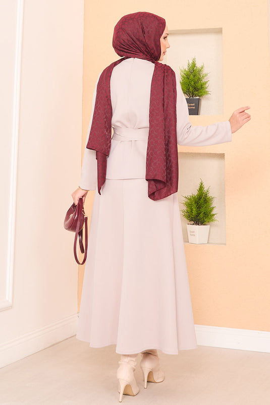 Ensemble jupe hijab élégant avec ceinture croisée Pierre