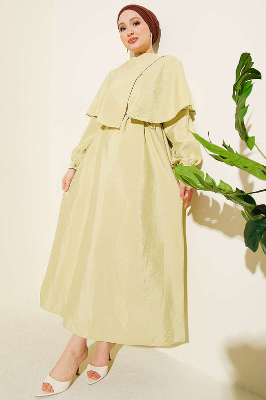 Robe en modal avec détail cape croisée vert d'eau