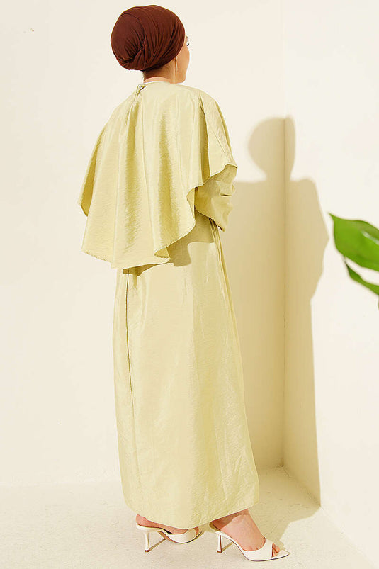 Robe en modal avec détail cape croisée vert d'eau