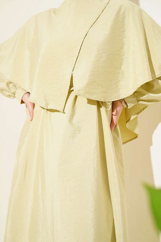 Robe en modal avec détail cape croisée vert d'eau