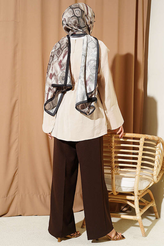 Beige Modal Tunic with Cross Cape