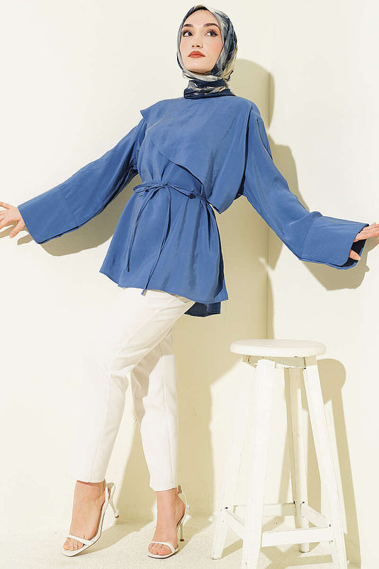 Cross Cape Modal Tunic Indigo