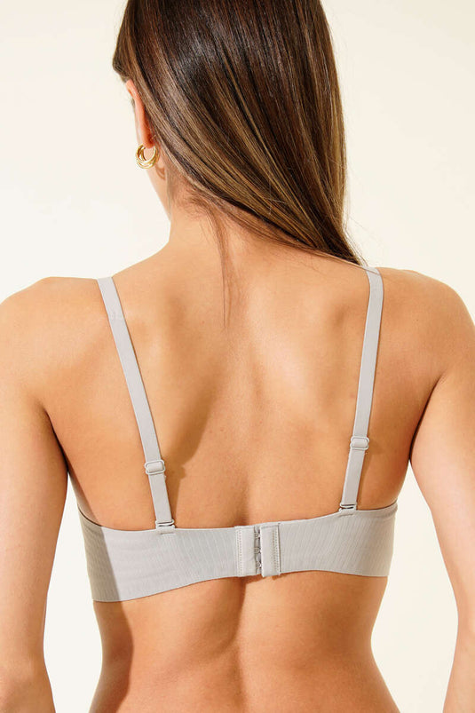 Cross-Snap Detail Zero Feeling Ziro Gram Bra Grey