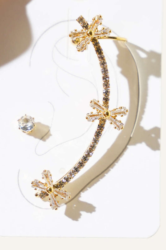 Boucles d'oreilles en cartilage avec pierre en forme de croix Or