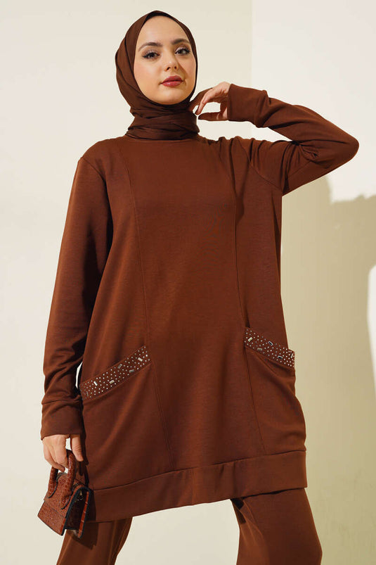 Cebi Taş Süslemeli İkili Takım Kahve