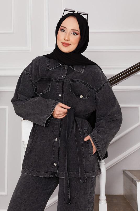 Veste Pantalon Hijab Costume en jean Anthracite