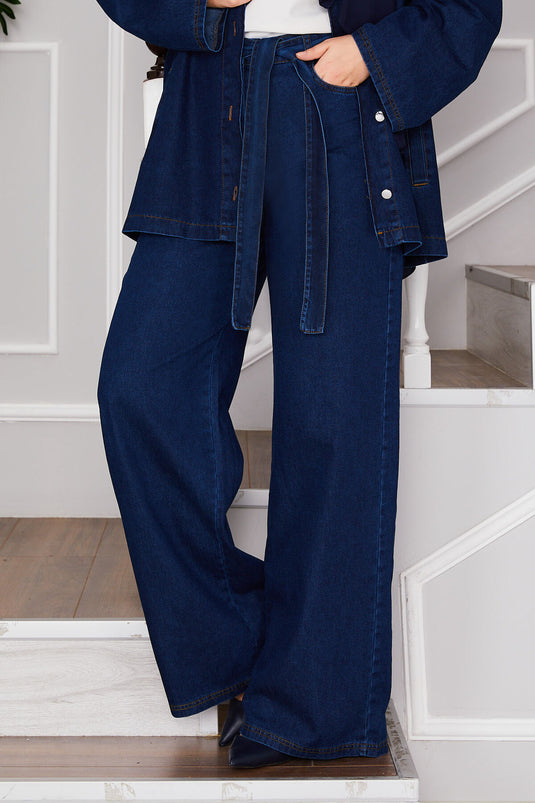 Veste Pantalon Hijab Costume en jean Bleu marine