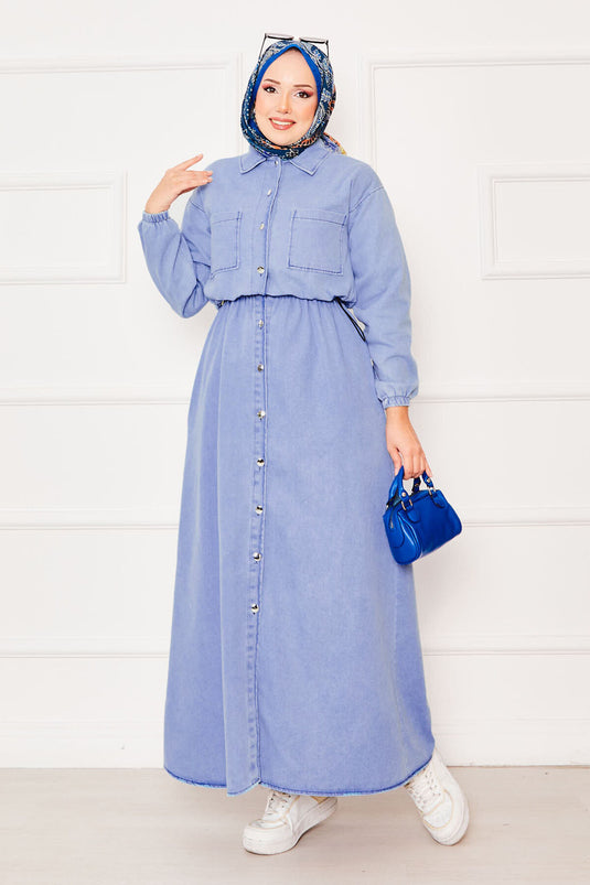 جاكيت فستان جينز بدلة حجاب سنو واش