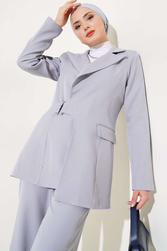 Abito doppiopetto due pezzi con giacca grigio