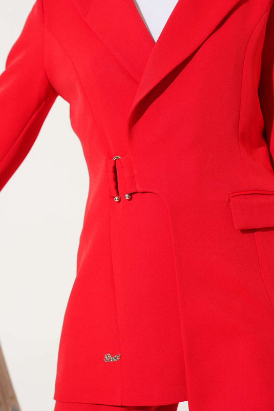 Red Double Set with Blazer and Lapel