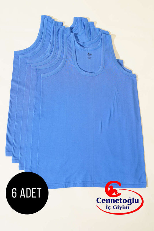 Cennetoğlu 6-Pack Men's Undershirt Blue