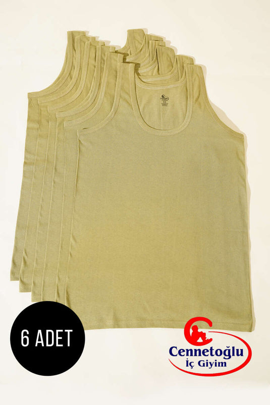 قميص داخلي للرجال من Cennetoğlu مكون من 6 قطع باللون الكاكي الجديد