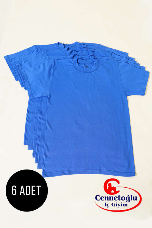 Cennetoğlu 6-Pack Men's Crew Neck Undershirt Blue