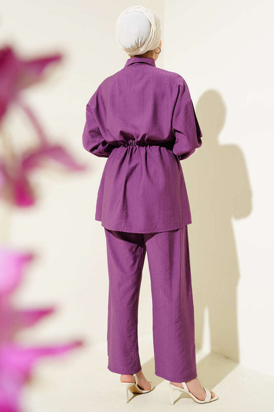 Cep Boncuklu Bel Tünelli İkili Takım Mor