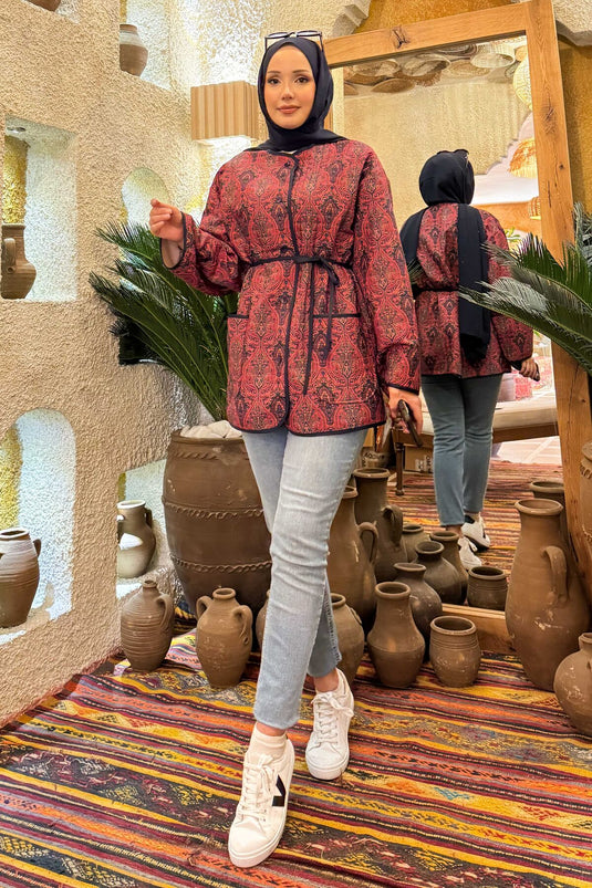 Veste matelassée bohème avec détails de poches -20