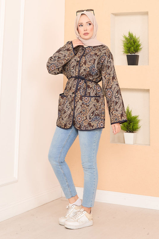 Bohemian Quilted Jacket with Pocket Details -22