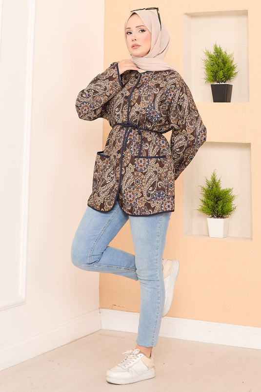 Bohemian Quilted Jacket with Pocket Details -22