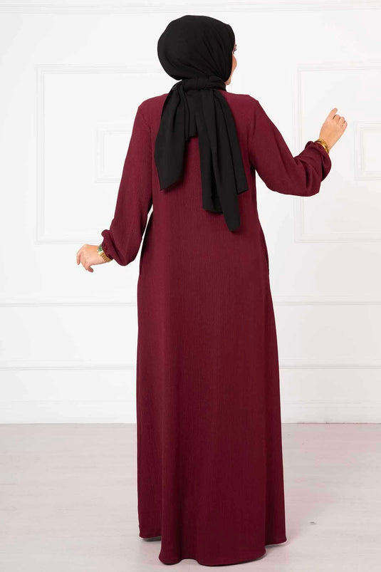 Tasca dettagliata Abaya raccolto bordeaux rosso