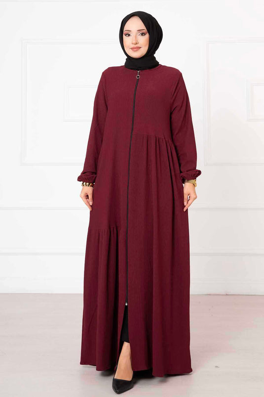 Tasca dettagliata Abaya raccolto bordeaux rosso