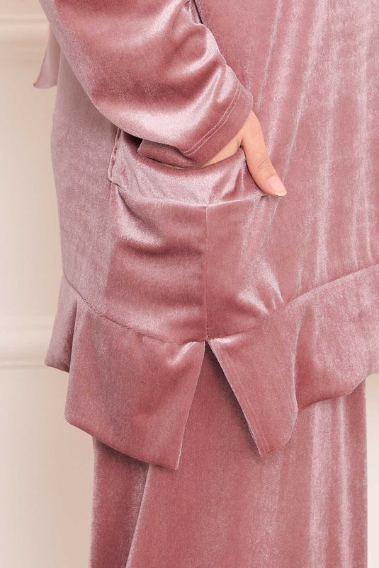 Costume deux pièces en velours avec poches Poudre