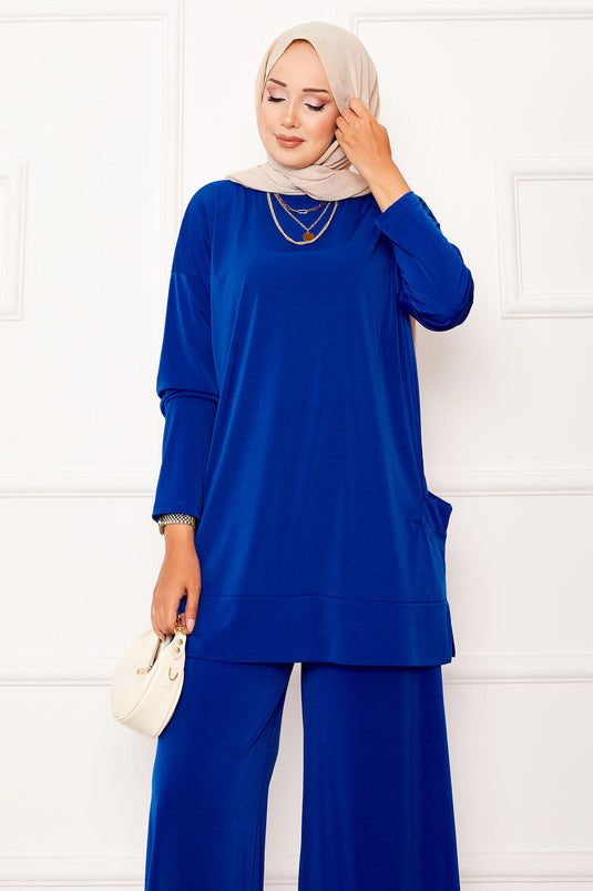 Cep Detaylı Sandy İkili Takım Saks