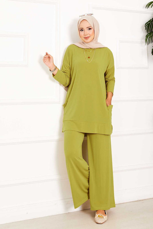 Ensemble deux pièces Sandy avec poches, vert pétrole