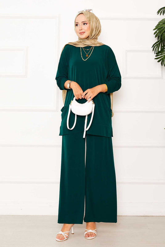 Costume deux pièces Sandy avec poches émeraude