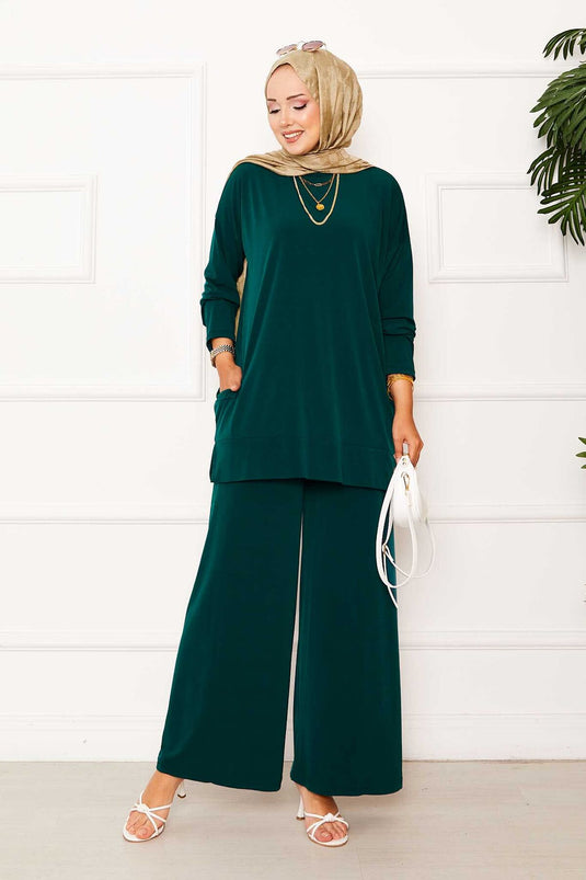 Costume deux pièces Sandy avec poches émeraude