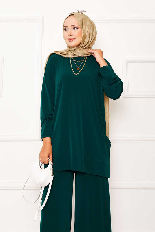 Costume deux pièces Sandy avec poches émeraude