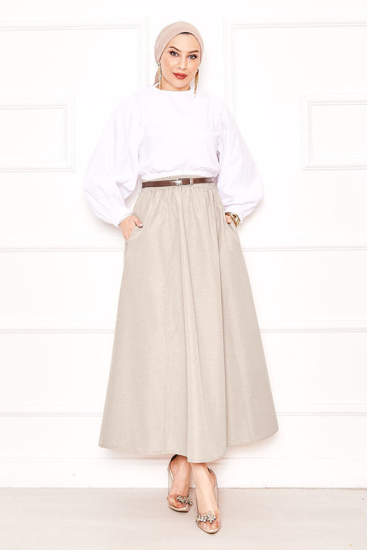 Jupe de sport en tercotton beige avec poches