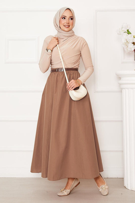 Jupe Terikoton camel sportive à poches détaillées