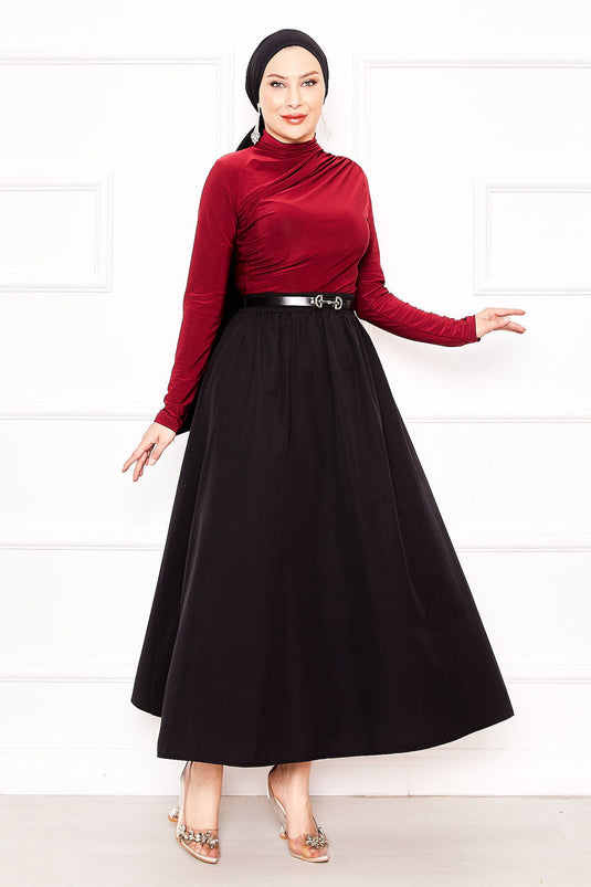 Pocket Detailed Sporty Terikoton Skirt Black