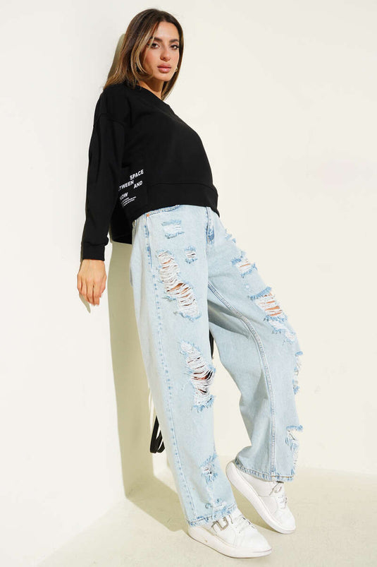 Zwarte sweater met zakdetails