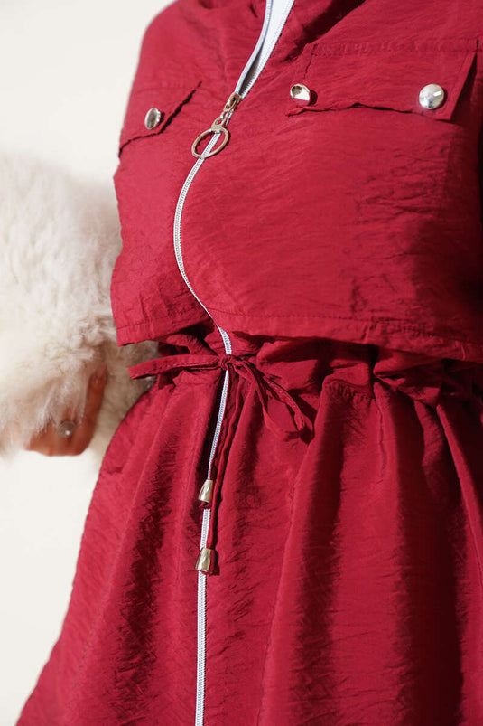 Cep Kapak Bel Tünelli İkili Takım Bordo