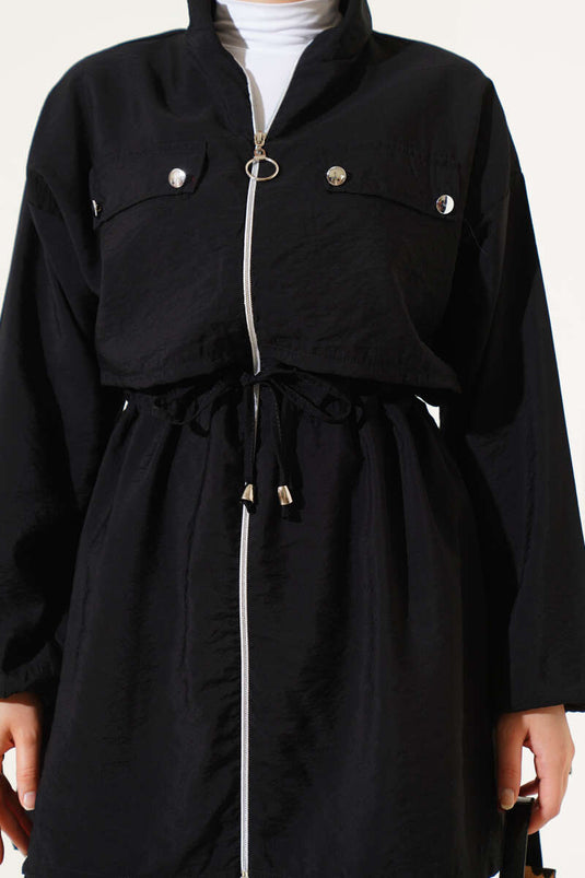 Ensemble deux pièces avec poche et tunnel de taille noir