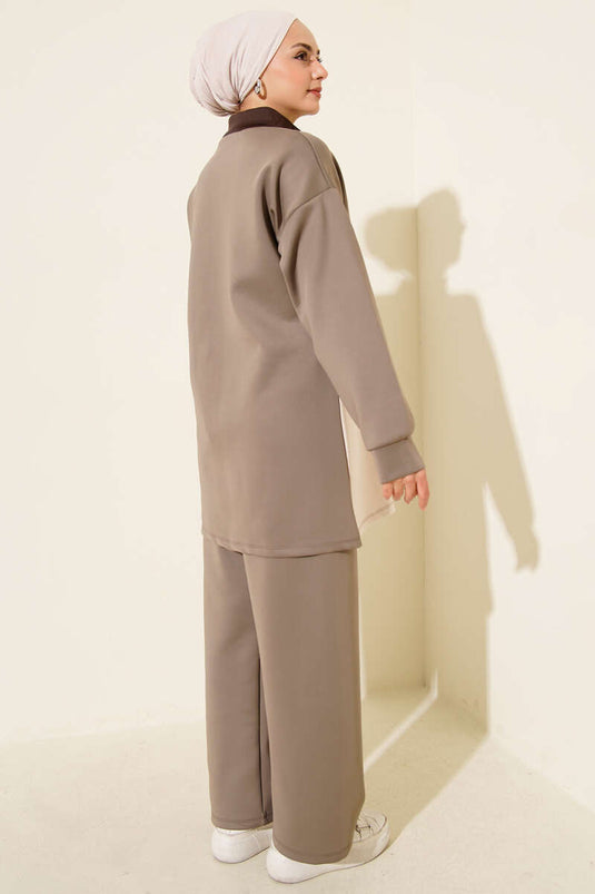 Combinaison de plongée deux pièces en vison avec rabat de poche détaillé