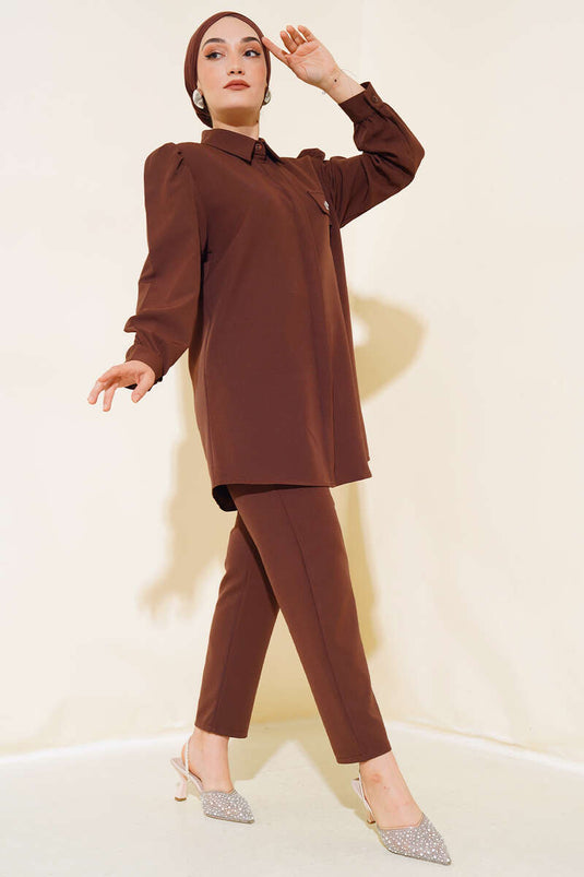 Coffee Two-Piece Set with Lid Stone Detail