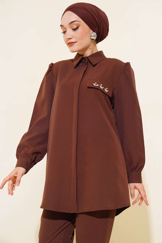 Coffee Two-Piece Set with Lid Stone Detail