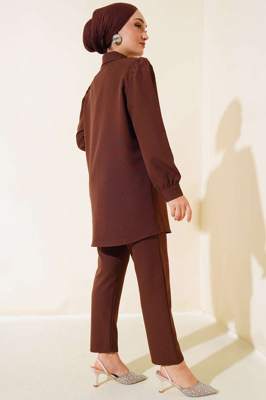 Coffee Two-Piece Set with Lid Stone Detail