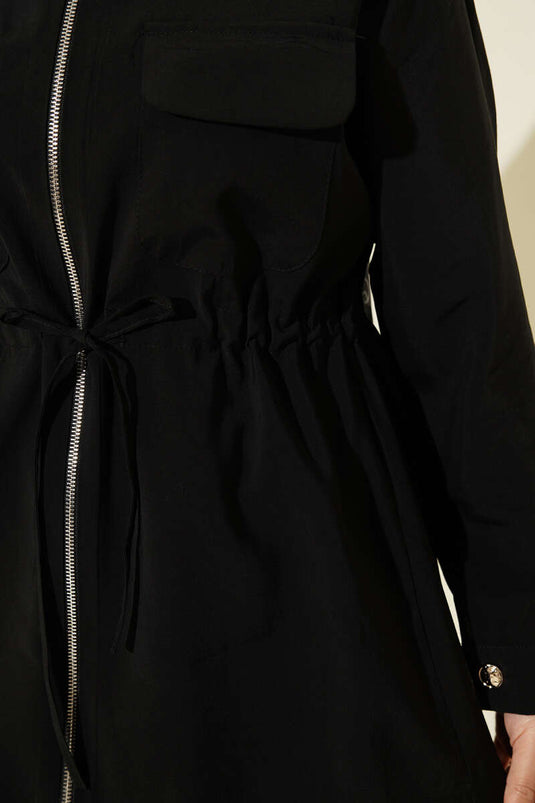 Cep Kapaklı Bel Tünelli Modal İkili Takım Siyah