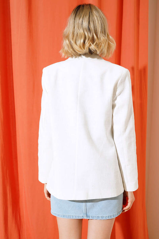 Giacca blazer con patta e tasca Ecru