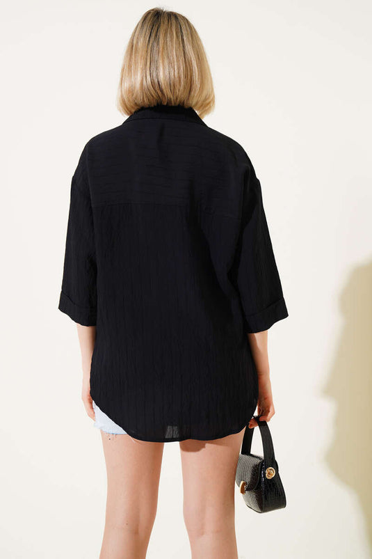 Poor Sleeve Shirt with Pocket Flap Black