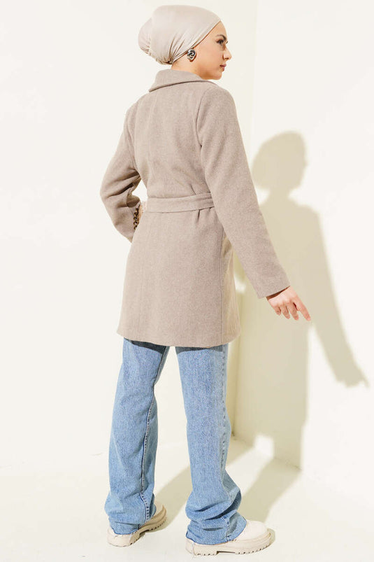 Abrigo de cachemira con bolsillo con solapa Visón